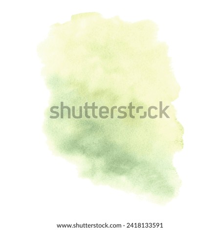 Watercolor abstract yellow green stain, backdrop. Isolated hand drawn illustration pastel splashes, blob ink paint. Template for backdrop, card, packaging, textile and sticker, sales, advertising