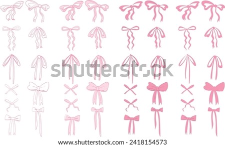 Cute Coquette, lolita Pink Bow bundle set, aesthetics vibe	
