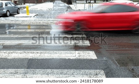 Way, Winter, Safe way, the road slips, security, crossing on the crossing, winter driving, pedestrian crossing, pedestrian crossing, Safe driving, braking, Safe way, Safe passage,braking. Royalty-Free Stock Photo #2418178089