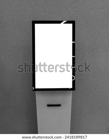 Blank screen, vertical interactive kiosk, information signage, display mockup, monitor mock up on stand