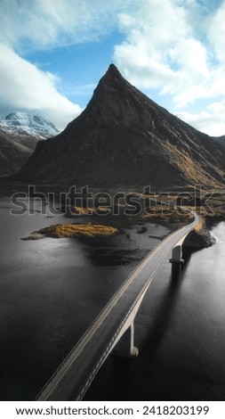Mountain and road in Norway Royalty-Free Stock Photo #2418203199