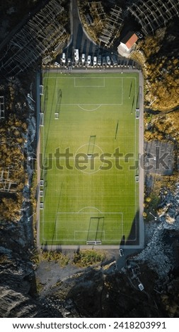 Soccer field in Henningsvær, Norway Royalty-Free Stock Photo #2418203991