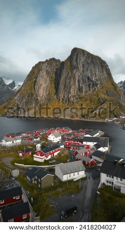 Red houses in Hamnøy, Norway Royalty-Free Stock Photo #2418204027
