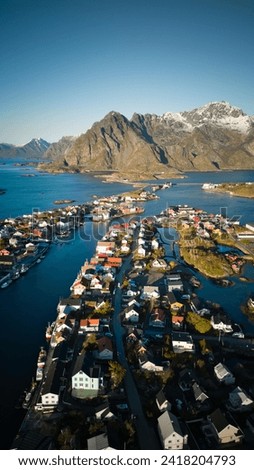 Homes and buildings Henningsvær, Norway Royalty-Free Stock Photo #2418204793