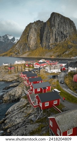 Red houses in Hamnøy, Norway Royalty-Free Stock Photo #2418204809