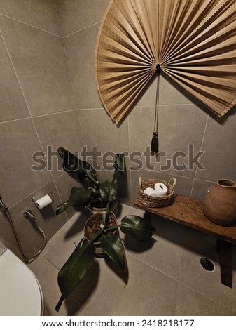 Inspiring bathroom. Oriental decoration. bathroom interior. burnt cement. burnished concrete. brazil.  Royalty-Free Stock Photo #2418218177