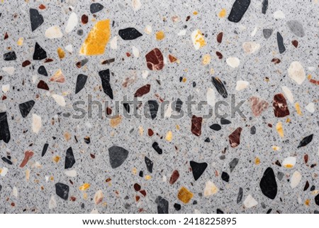 Processed collage of terrazzo floor surface texture. Background for banner, backdrop or texture for 3D mapping