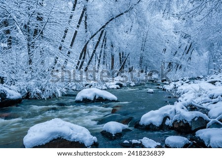 A crisp cold morning along Oak Creek. Royalty-Free Stock Photo #2418236839