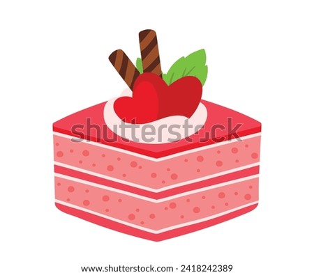 Cartoon drawing valentine cake cute flat sweet dessert snack food vector clip art illustration isolated on white background