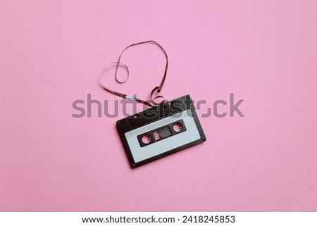 
Vintage Retro Audio Cassette with heart Shaped Tape. Beautiful design of romantic music old school mixtape concept 
