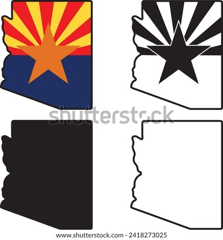 Arizona map state outline flag instant download eps