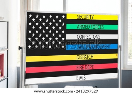 First Responders American Flag Thin Line Royalty-Free Stock Photo #2418297329