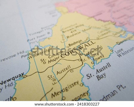 Map of Cornwall, UK, world tourism, world economy, travel destination