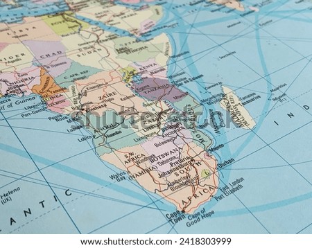 Map of Southern Africa, world tourism, travel destination, world trade and economy