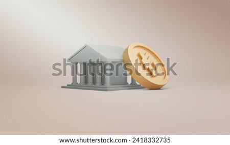 3D Rendering symbols Turkish lira coin and bank icon concept of money currencies. 3D Render. 3d illustration.