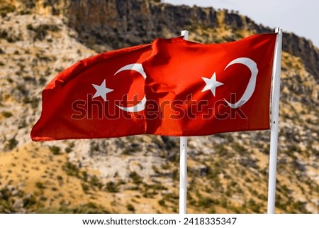 Turkish flags flhying i the wind