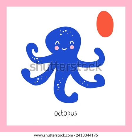 Octopus. Letter O. English alphabet for kids. Educational vector illustration.