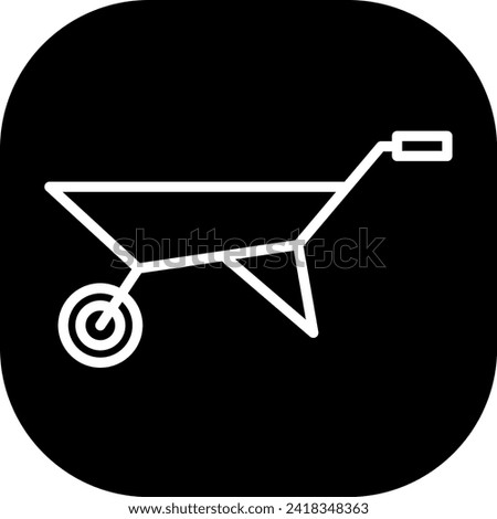 Wheelbarrow mining industry icon with black filled line outline style. wheelbarrow, cart, transportation, wheel, tool, barrow, load. Vector Illustration