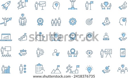 Vector Line Icon Set for Growth and Success Royalty-Free Stock Photo #2418376735