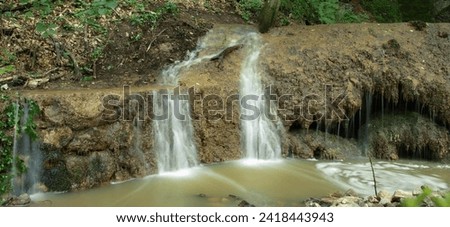 Waterfall in the mountains with long shutter speed