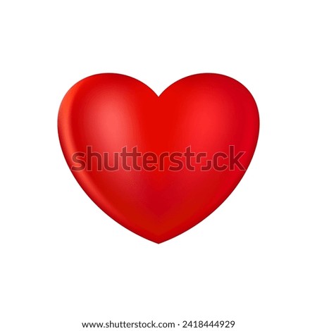 Realistic red heart icon. 3D heart shape. Vector illustration EPS 10. Luxury symbol of love. Gold decorative design element for Valentines Day, wedding card, invitation. Isolated on white background.