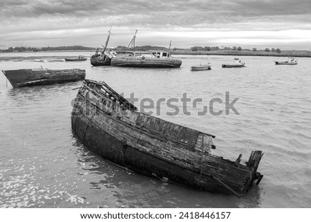 Derelict boats in Fleetwood harbour, Uk Royalty-Free Stock Photo #2418446157