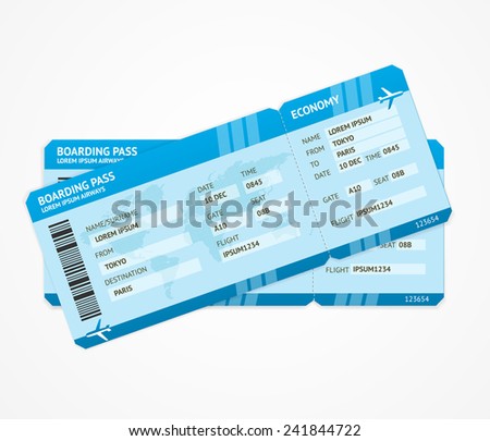 Vector Modern Airline boarding pass tickets isolated on white