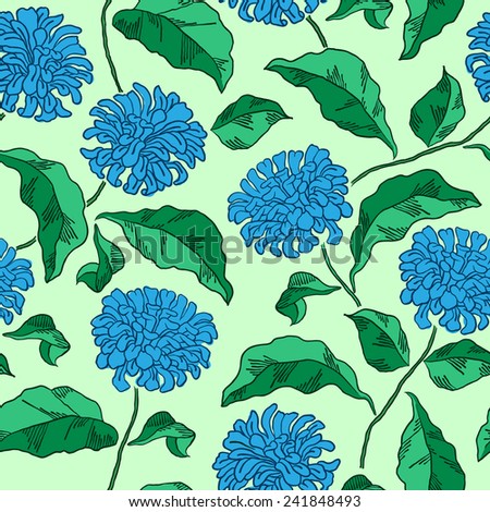 Seamless floral pattern with chrysanthemums. Vector illustration.