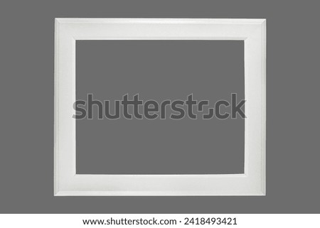 White wooden photo picture frame simple empty minimal modern style gray background isolated