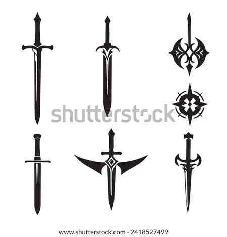 Sword icons set vector collection design Royalty-Free Stock Photo #2418527499