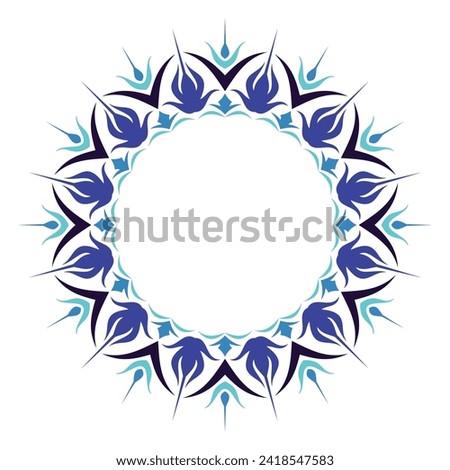 Full round color mandala art on isolated white background. Vector mandala with elegant and luxurious colors. Mandala with floral motifs. Yoga Template