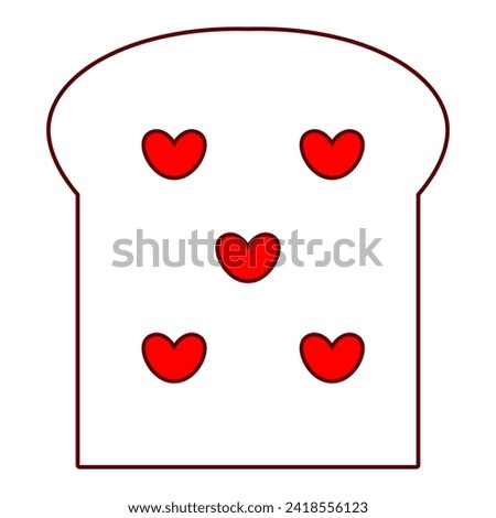 Food icons in the kitchen with media in various shapes, heart art illustration