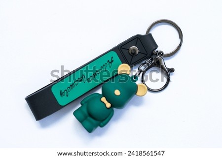 character keychain on white background top view clipping path