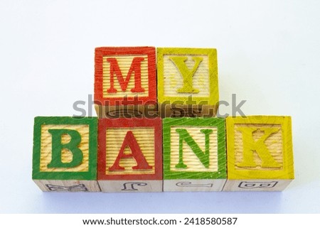 The term my bank visually displayed on a clear background with copy space Royalty-Free Stock Photo #2418580587