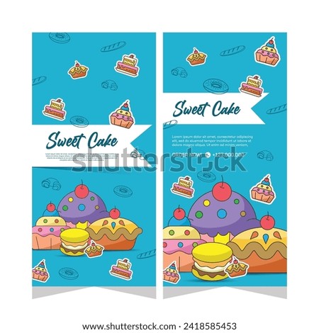 Vertical banner of sweet cupcakes vector design
