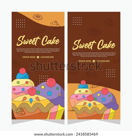 Vertical template banner of cupcakes in vector design
