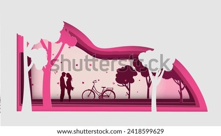 Happy Valentine's Day illustration sweet couple surrounded by love, romance, and celebration elements in a fun and vibrant design.Vector illustration

