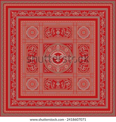 Traditional rugs design for hand made and digital printed carpet design EPS CAD file  Royalty-Free Stock Photo #2418607071