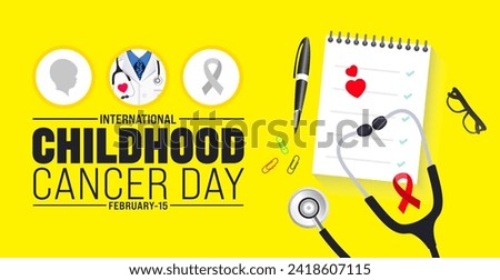 February is International Childhood Cancer Day background template. Holiday concept. use to background, banner, placard, card, and poster design template with text inscription and standard color.