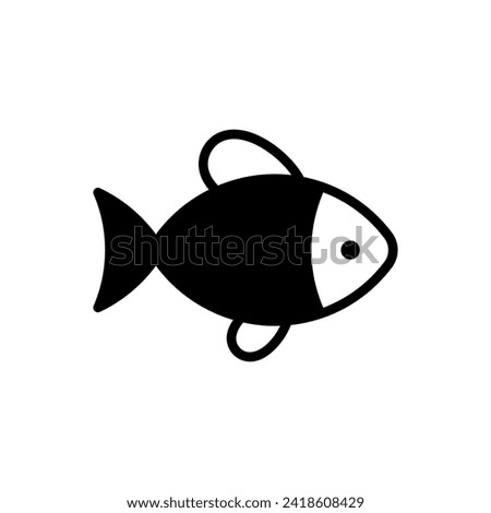 Vector fish icon template. Creative seafood symbol illustration. Monochrome shop department sign. Flat sea food pictogram of marine products