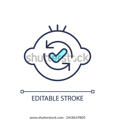 Editable modeling therapy icon representing behavioral therapy, isolated vector, thin line illustration.