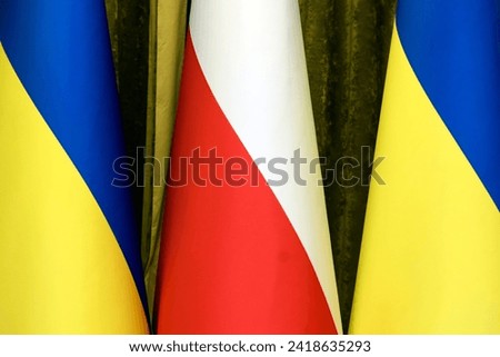 National flags of Ukraine and Poland