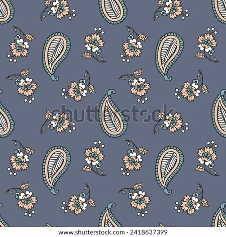paisley floral vector illustration in damask style Seamless vintage background