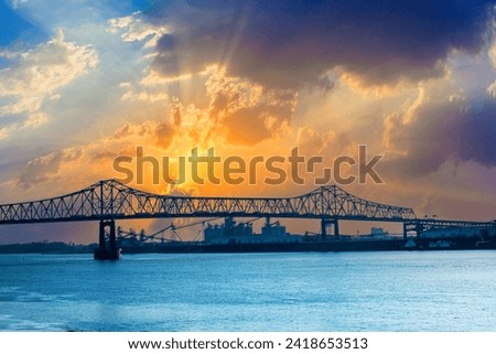 Horace Williams bridge spanning the river Mississippi at Baton Rouge, Louisiana, USA Royalty-Free Stock Photo #2418653513