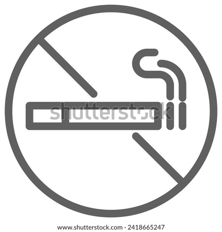 No Smoking line icon, eps, for project, entertainment, white bg, graphic, line drawing, sign, symbols,