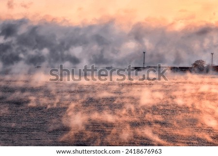 Sea fog is a mysterious beauty. High quality photography. There is space for text.