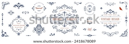 Classic calligraphy swirls, swashes, floral motifs. Ornate vintage frames and scroll elements. Good for greeting cards, wedding invitations, restaurant menu, royal certificates and graphic design.