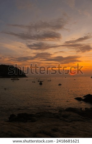 Beautiful sunset of sea and beach in Thailand