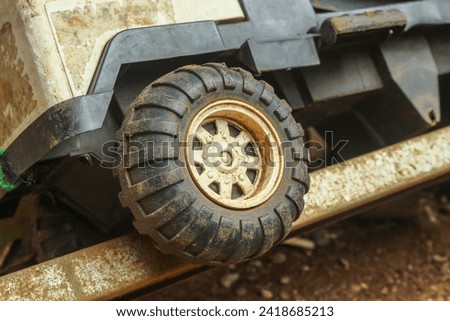 close up of toy car tires.  toy car wheels