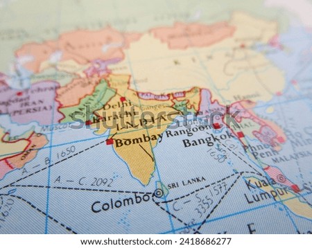Map of South Asia, world tourism, world economy, travel destination